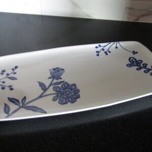 Gorgeous Large Blue and White Decorative Porcelain Serving Tray or Platter